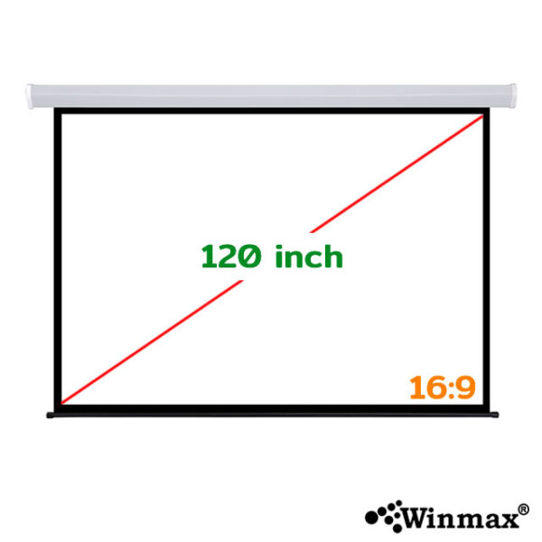 Motorized Projector Screen Wall Mounted 120 inch 16:9 with Remote Control