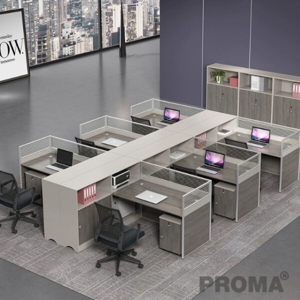 โต๊ะทำงานพาร์ทิชันเวิร์คสเตชั่น โต๊ะสำนักงานแบบเข้ามุม 4-6 ที่นั่ง Computer Desk Design Desktop Office Table Partition Modular